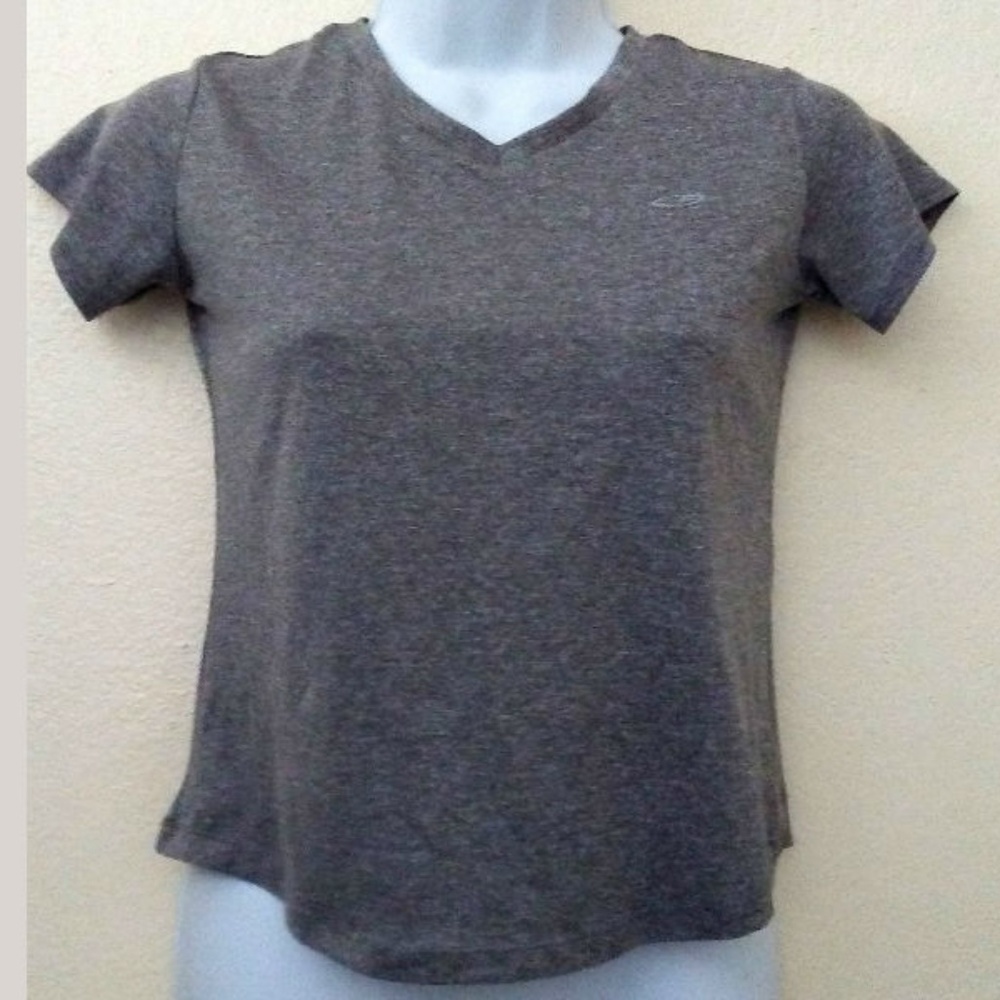 Girl Sport Shirt T Lg 10/12 Duo Dry Gray V Neck
